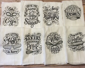 TWO TOWELS | hand towel | Kitchen Towel | housewarming | new home | flour sack towel | black and white | teacher | twenty dollars | choose