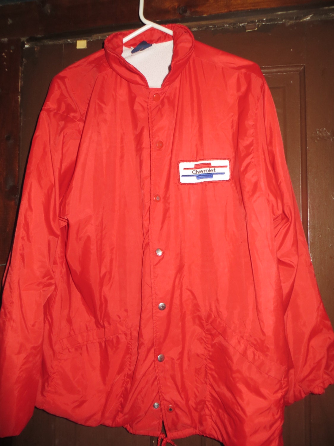 80S Red nylon Chevrolet windbreaker jacket sz xlarge by