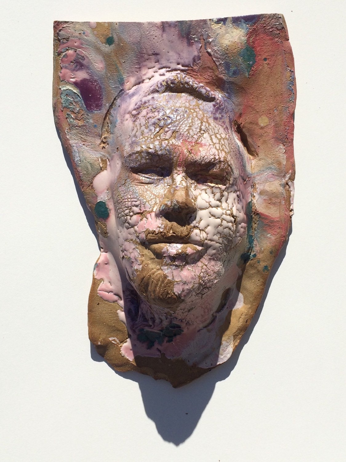 Wall hanging sculpture face portrait of Philip K. by AdrienArt