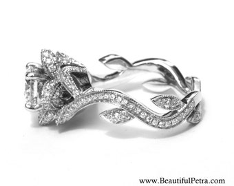 blooming work of art beautiful flower rose lotus diamond engagement ring setting semi mount 14k fl07 beautiful petra patented design - Lotus Wedding Ring blooming work of art beautiful flower rose lotus diamond engagement ring setting semi mount 14k fl07 beautiful petra patented design - Lotus Wedding Ring