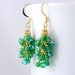 Emerald Green Cascading Dangle Earrings in Gold with Surgical Steel Ear Wires