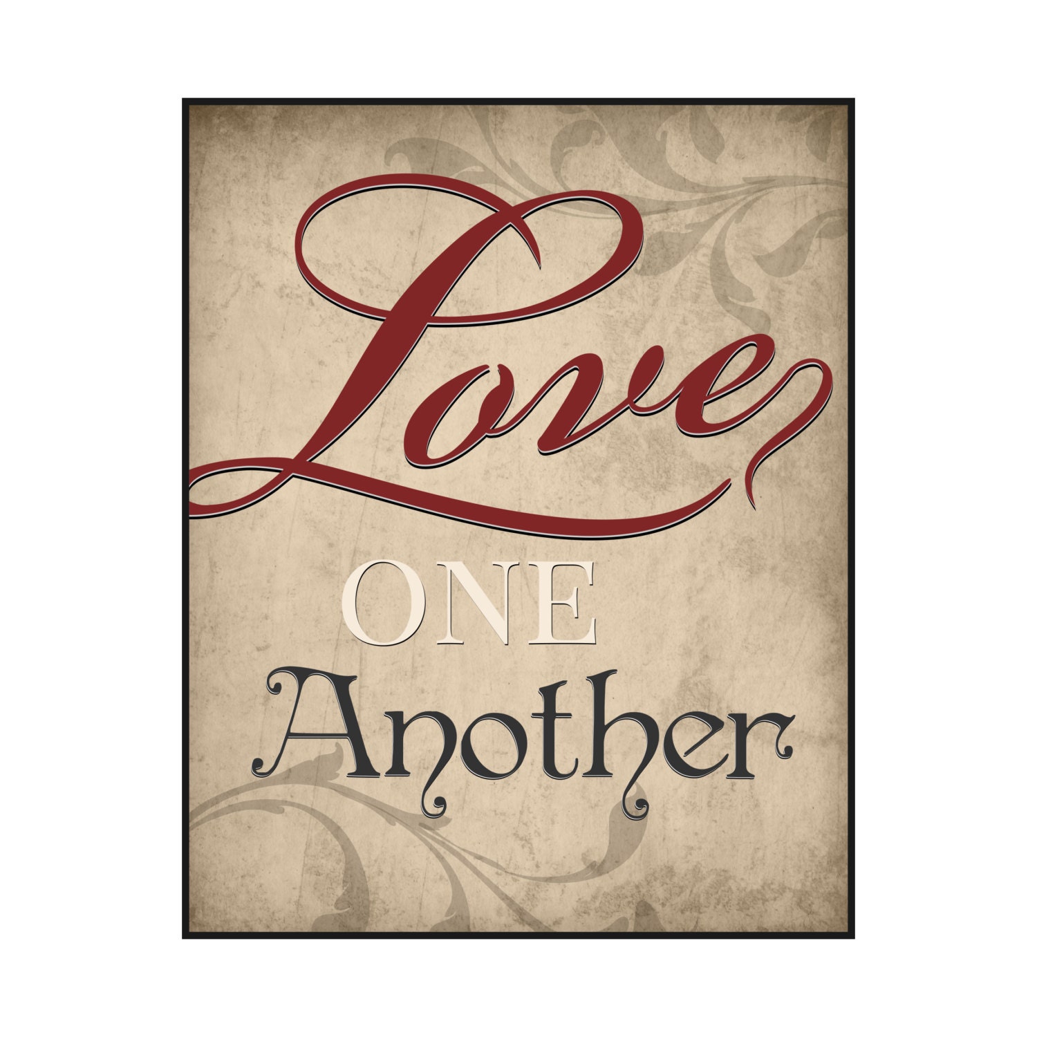 Love One Another Printed Wood Sign Wall Decor 12x15