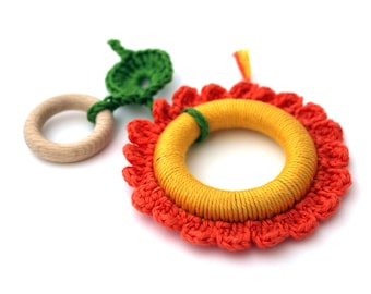 Orange Flower Baby Teething Toy / Mobile Toy / Chewing Toy