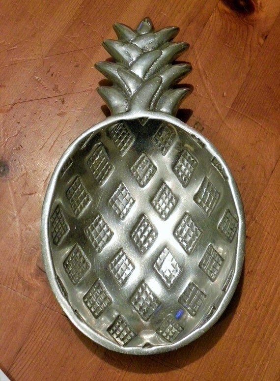 Silver Pineapple Shaped Serving Dish Tray Plate by FieldsOfVintage