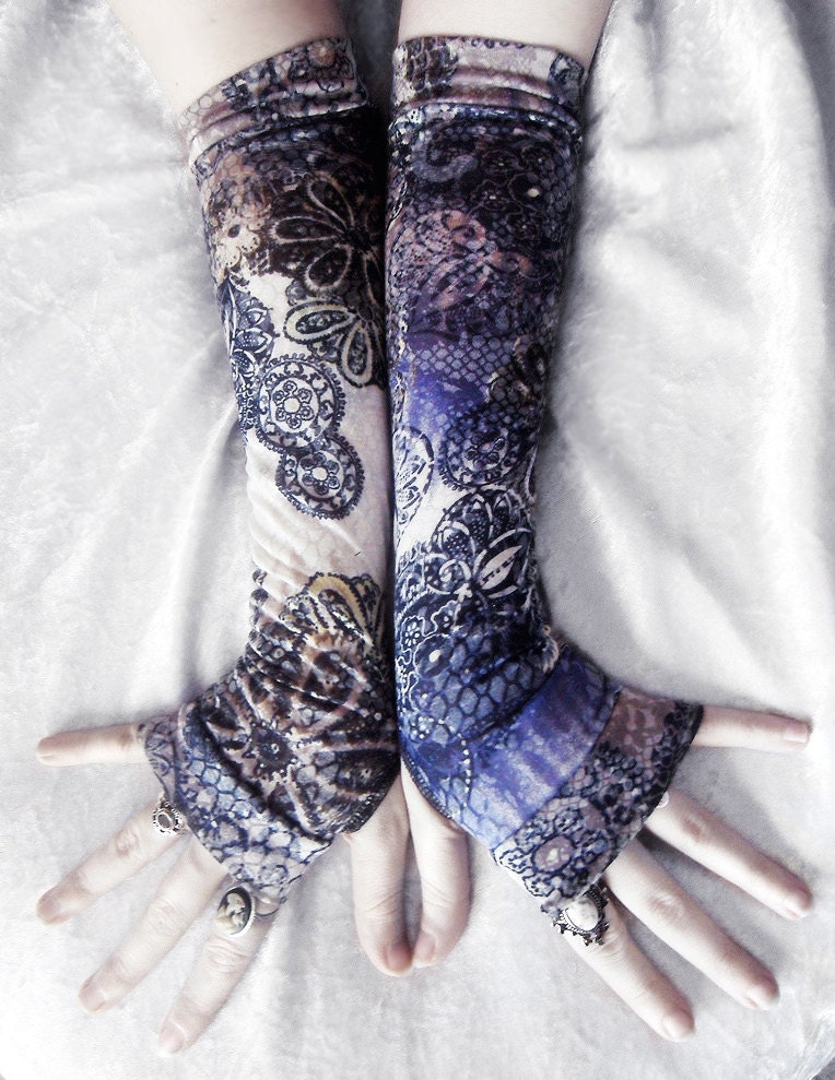 Mirage Arm Warmers Navy Blue White Pale Yellow Black Tan