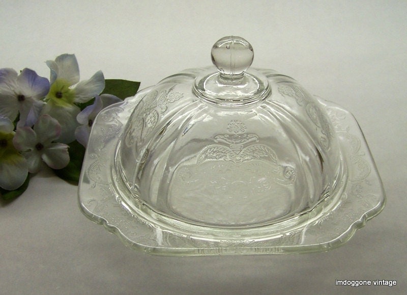 Federal Glass “Madrid Clear” Covered Dish, Covered Butter Dish