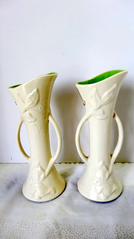 Red Wing Pottery Pair of Flower Vases 1861 Made in the USA