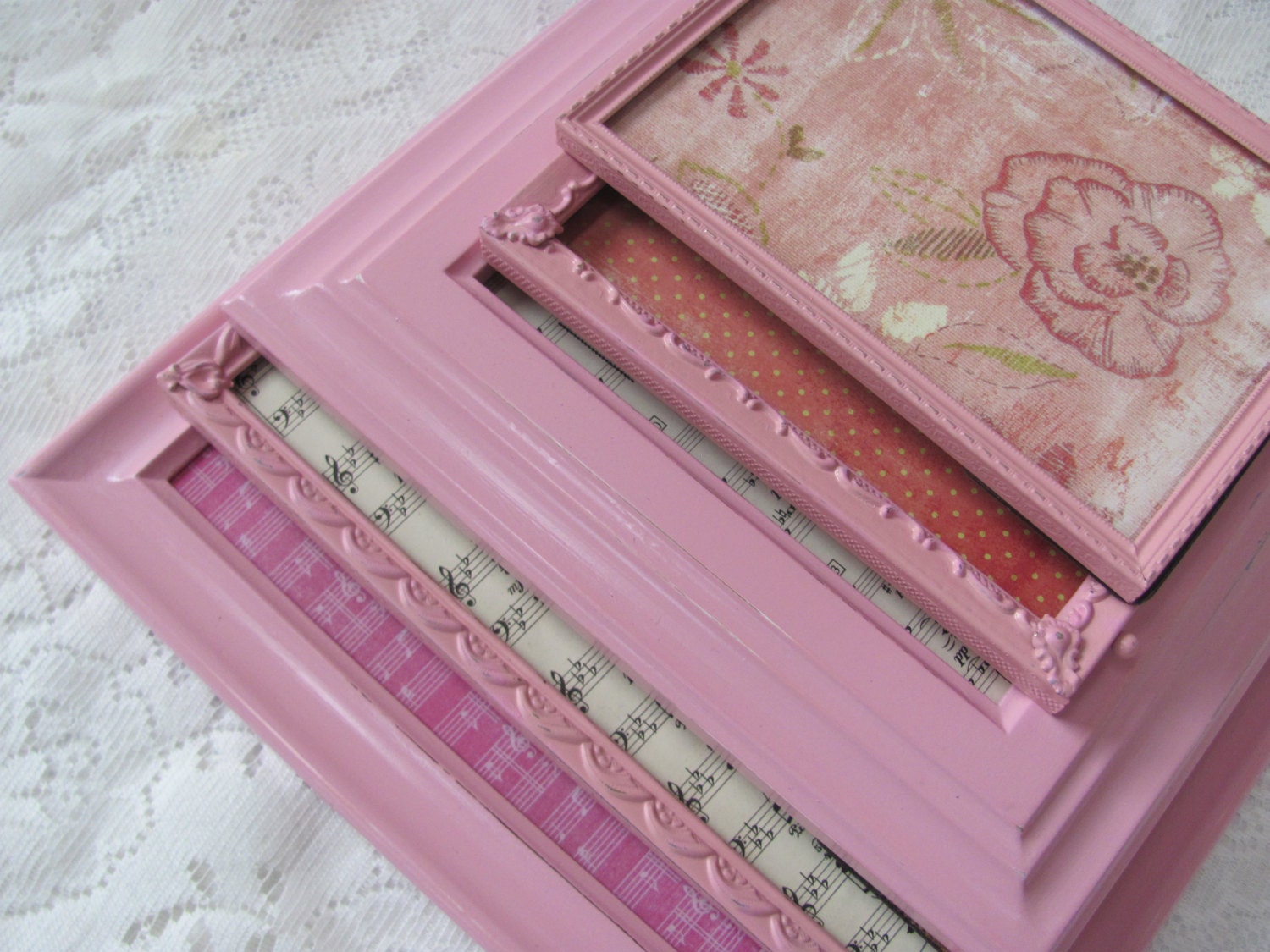 Pink Picture Frame Set Light Pink Vintage by theshabbychateau