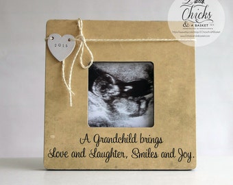 A Grandchild Brings Love And Laughter Smiles And Joy Personalized Picture Frame, New Grandparent Frame, Pregnancy Announcement