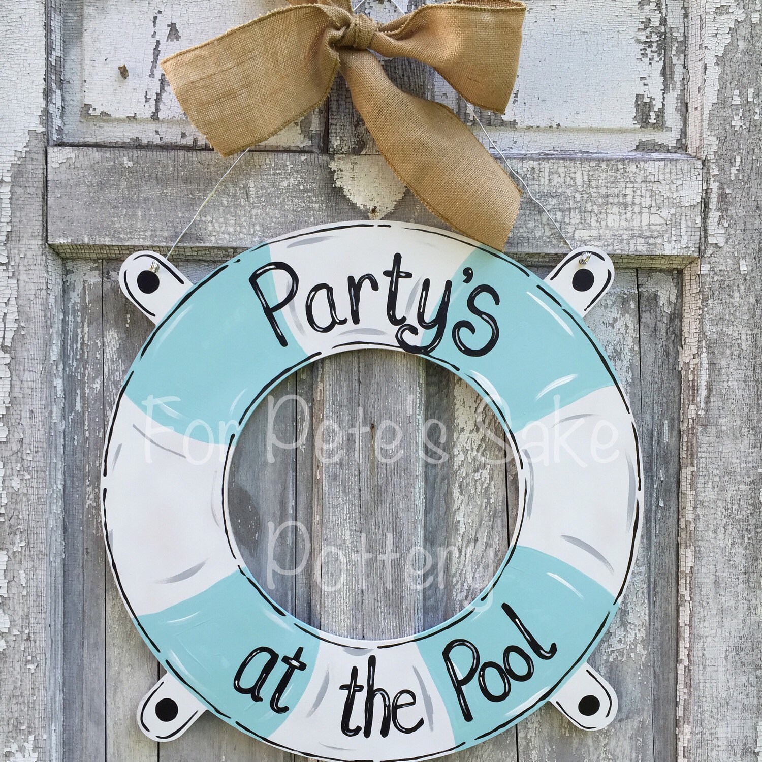 Life preserver door hanger Lake door hanger Pool theme door