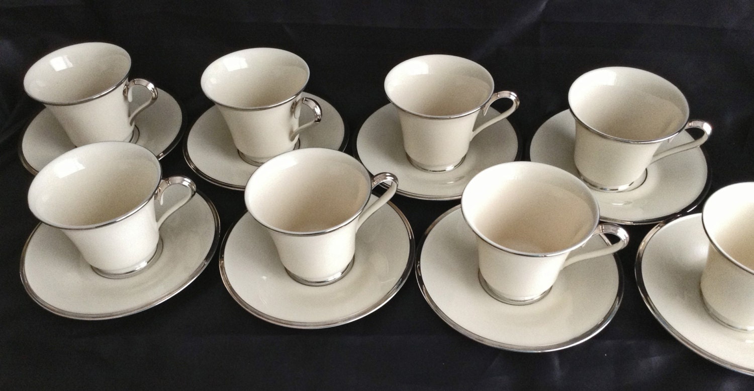 8 Lenox Solitaire Cups and Saucer Lenox Saucer and Cups