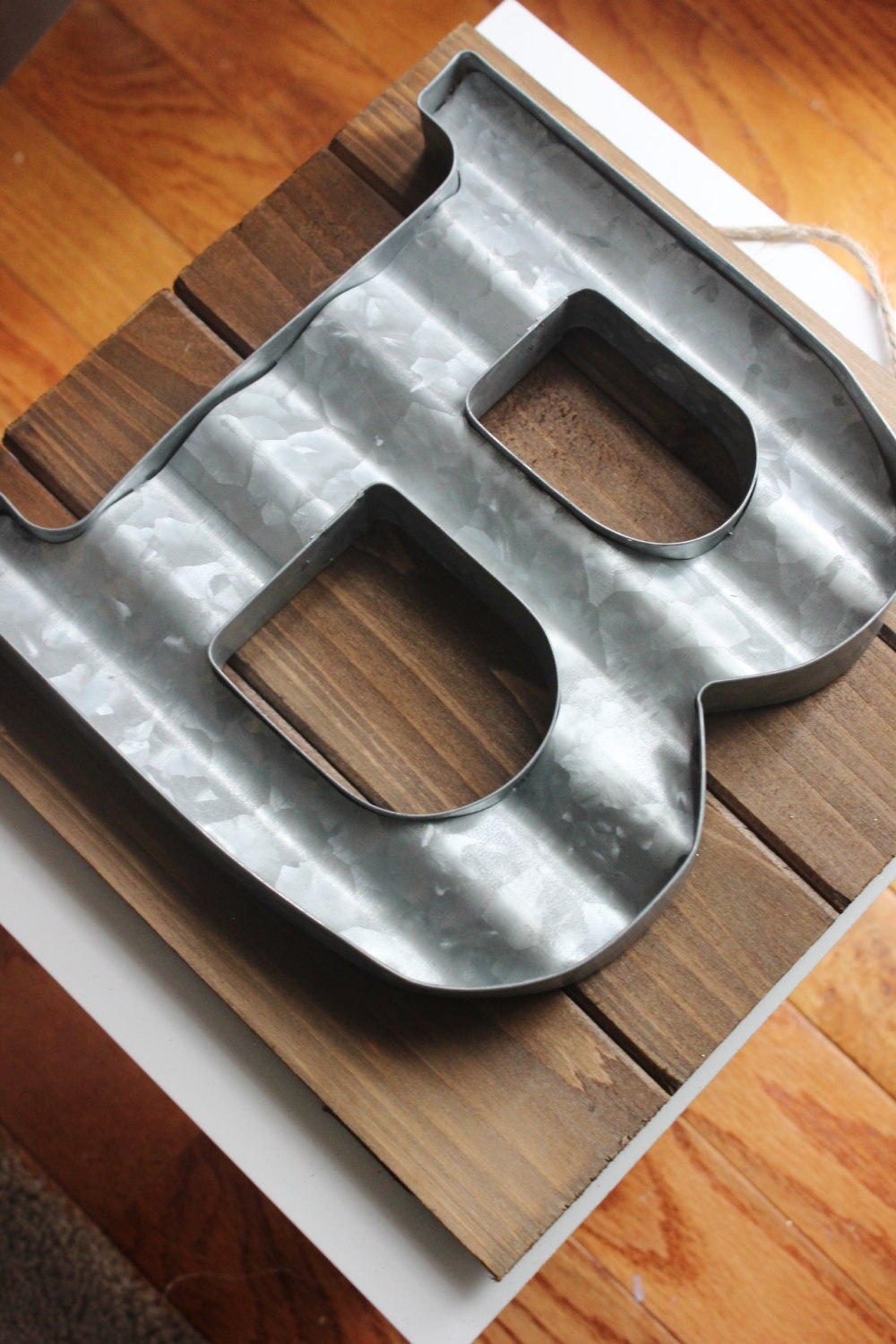 LARGE METAL LETTER Corrugated Zinc Steel Initial Home Room