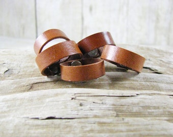 Unisex Tan Leather Ring - Tan Ring Band - Leather Jewelry - Leather Band - Leather Ring - Wedding Ring Band