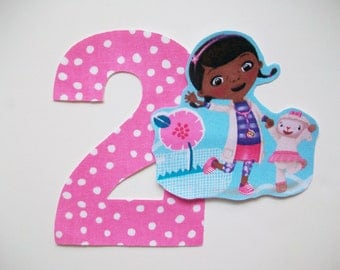 DIY No-Sew - Doc McStuffins Applique and Number - Iron On - Chose Your Number