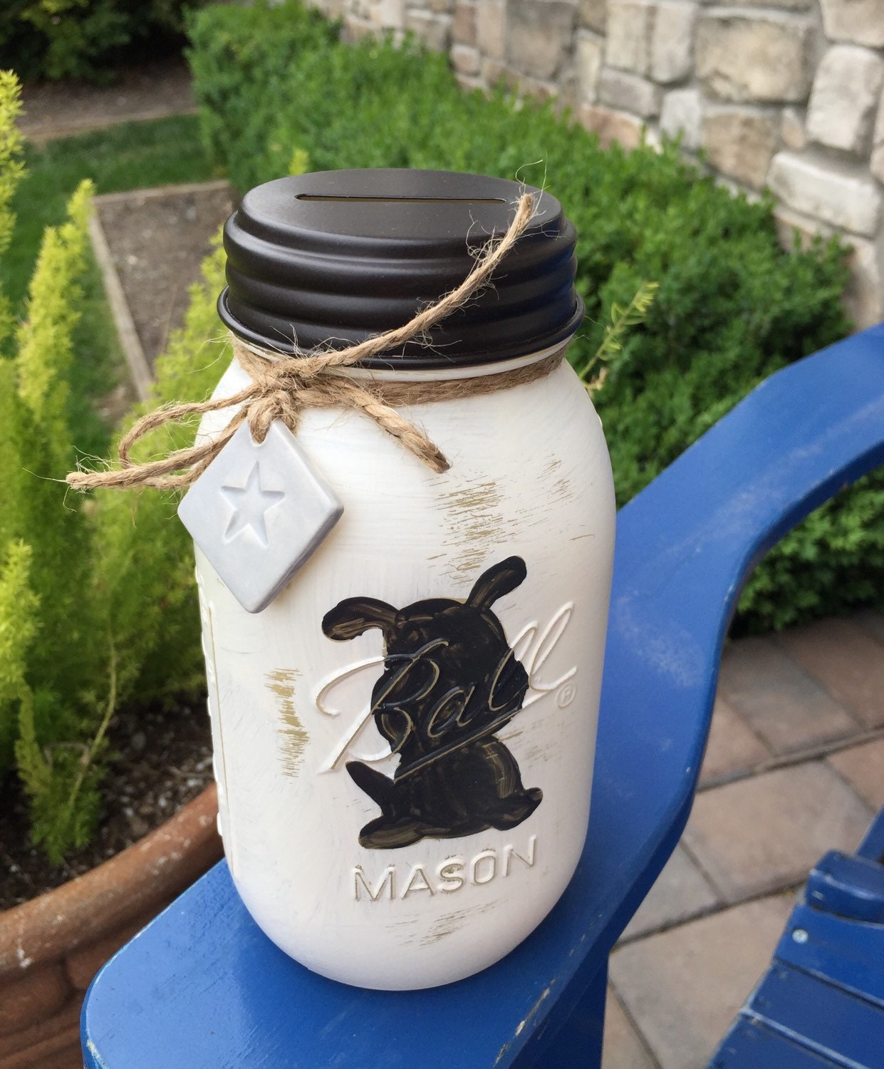 Doggy painted mason jar piggy bank