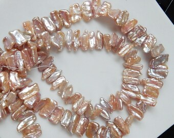 Pink mauve Biwa stick Freshwater pearls (15-17x5-7mm), Full strand