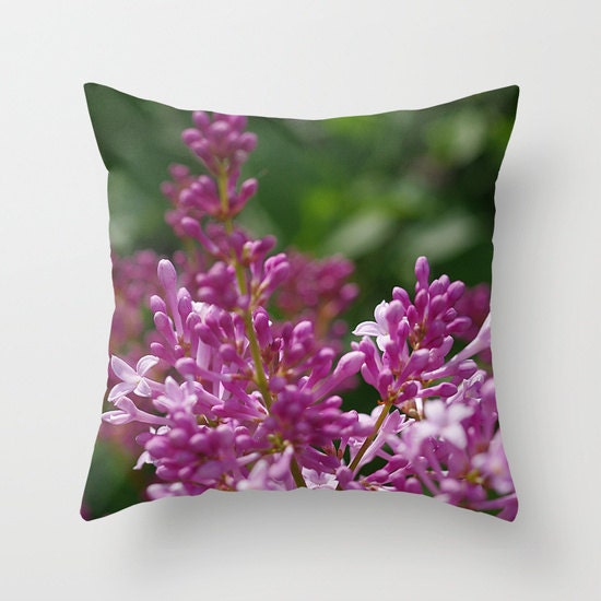 Lilac flowers throw pillow cover cottage garden nature