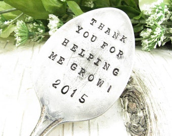 Teacher Appreciation Gift. Hand Stamped Garden Marker. Plant Stake. Thank You Gift. Recycled Vintage Silverware. French or English