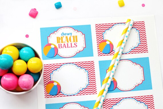 Pool Party Buffet Table Cards / Pool Party / Pool Birthday / Pool Party Favors / Pool Party Prinitables / INSTANT DOWNLOAD Il_570xn