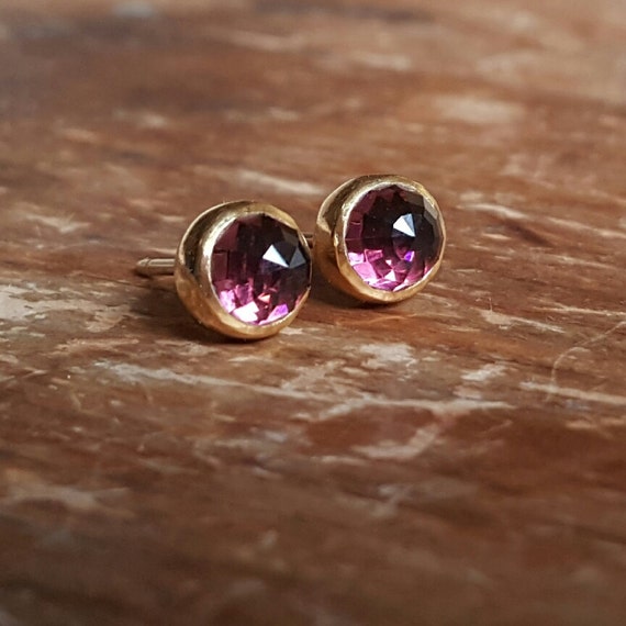 Tourmaline Earrings Pink Tourmaline Studs Womens Gift for Her