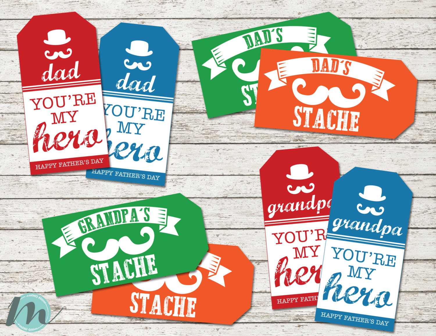 Download Happy Father's Day Dad Grandpa Gift Tags Father's