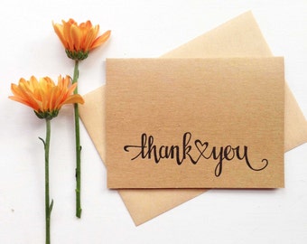 Rustic Wedding Thank You Cards, Letterpress Thank You Cards, Thank You Card Pack, Thank You Card Set, Calligraphy Cards, Modern Calligraphy