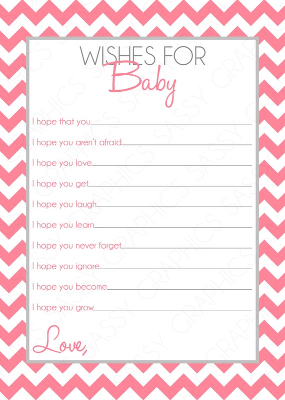 Wishes for Baby Card Instant Download by SassyGraphicsDesigns