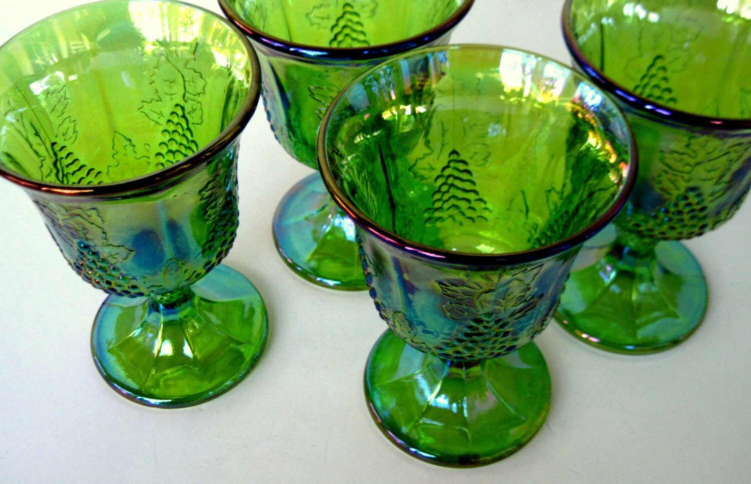 Green Carnival Glass Carnival Goblets Green Carnival Green 9738