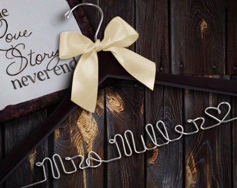 SALE Personalized hangers - Bride Hanger - Bridesmaid Gift- Wedding Hanger - Bridal Gift - bridal party GIFTS - wire hanger - wedding hanger