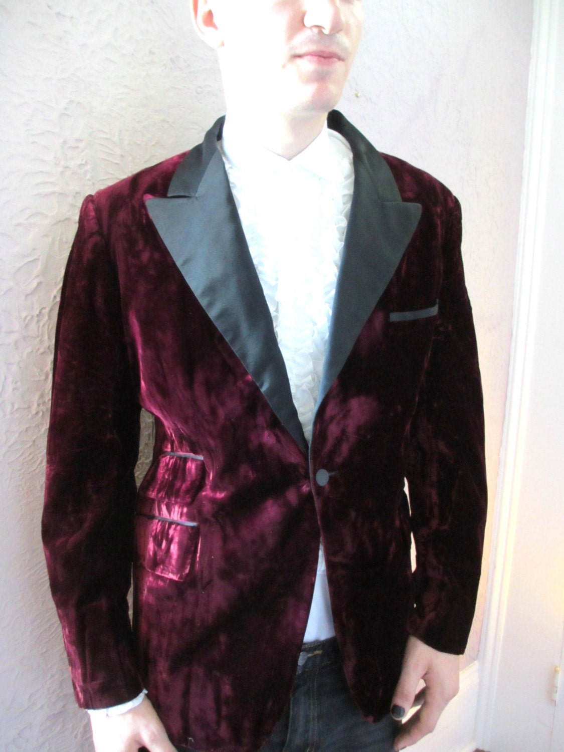 70's Vintage Men's Crushed Velvet Jacket 46 by PaisleyBabylon