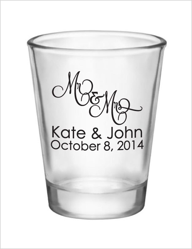 96 Personalized 1.5oz Wedding Favor Glass Shot Glasses New