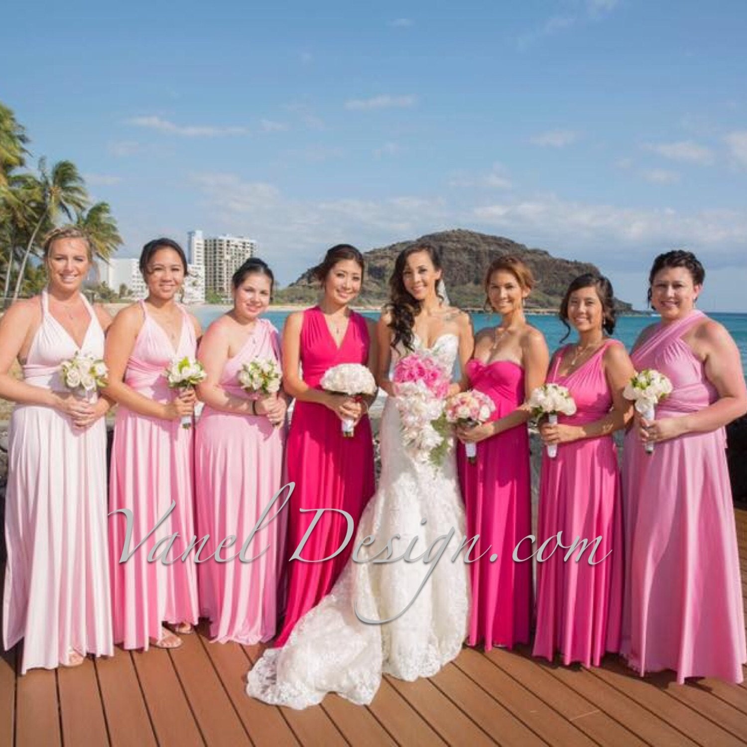  Bridesmaid  Dress  Convertible  Bridesmaids  Dress  Pink Ombre