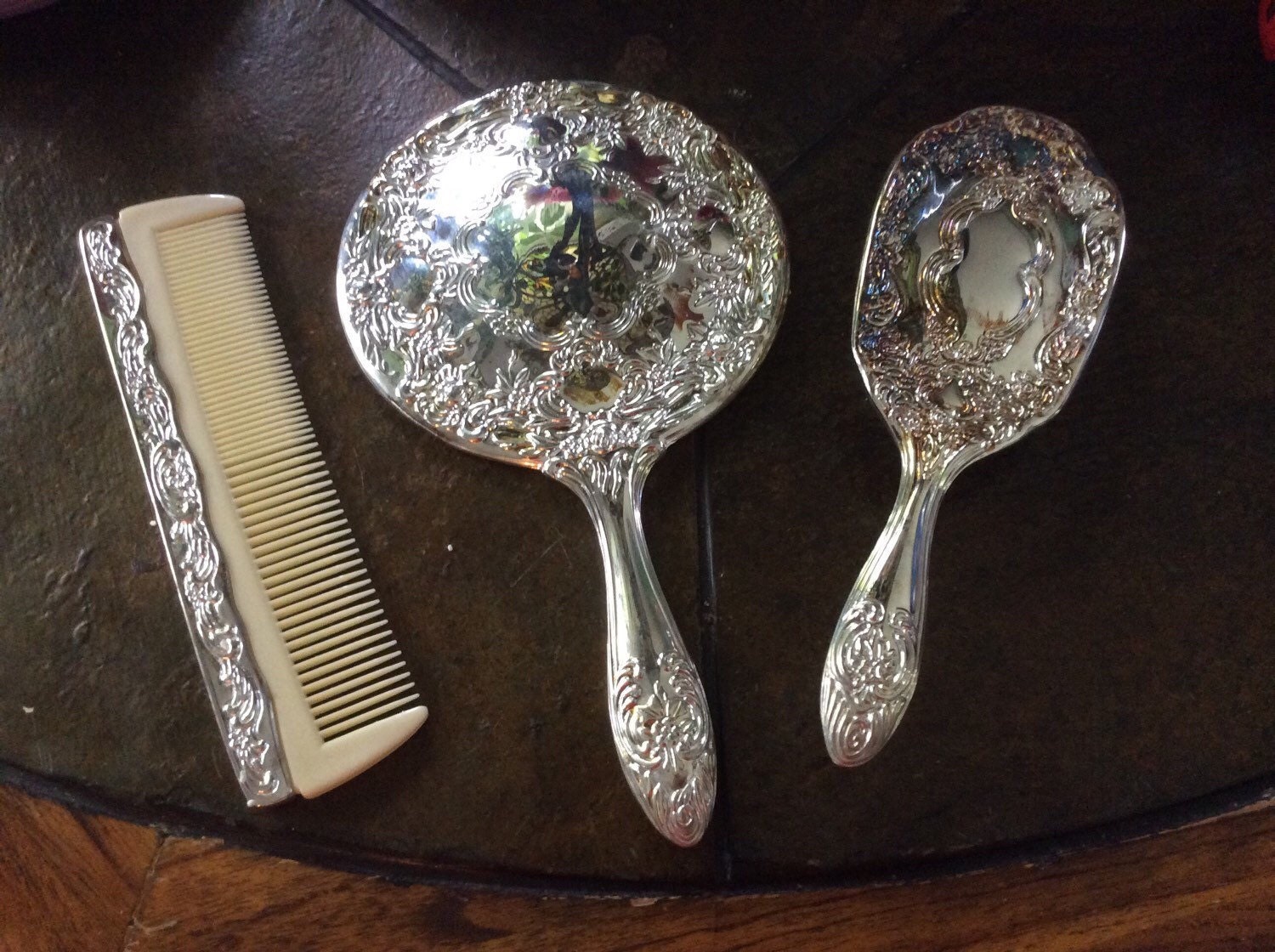 Vintage International Silver Vanity Set in Original Box unused