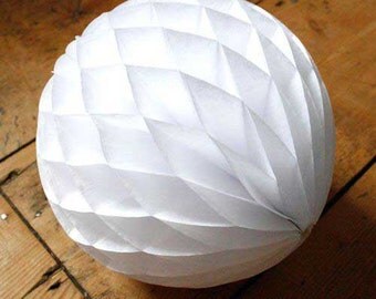 White Honeycomb Balls in 8 inch Weddings. summer parties. Bridal Showers Birthdays.White Honeycomb Balls