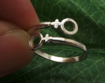 Lesbian Pride Wrap Silver Ring - Female LGBTG Gay Pride Jewelry, LGBT Jewelry - gay pride lgbt ring, gay gift