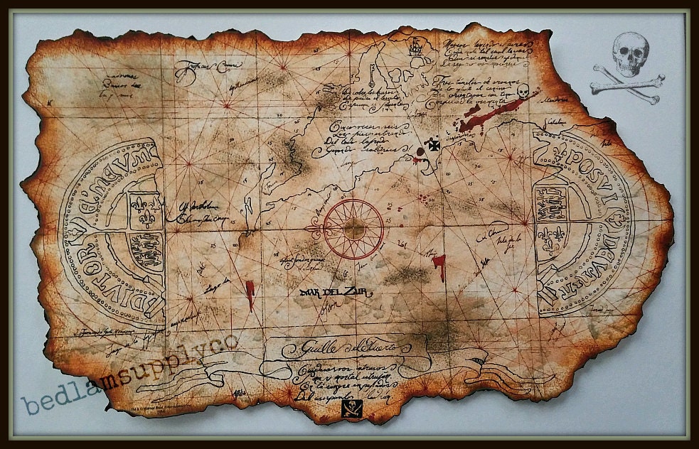 goonies treasure map print by bedlamsupplyco on etsy