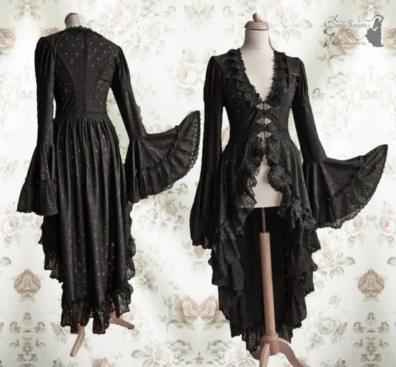 Victorian inspired cardigan black Steampunk robe dress