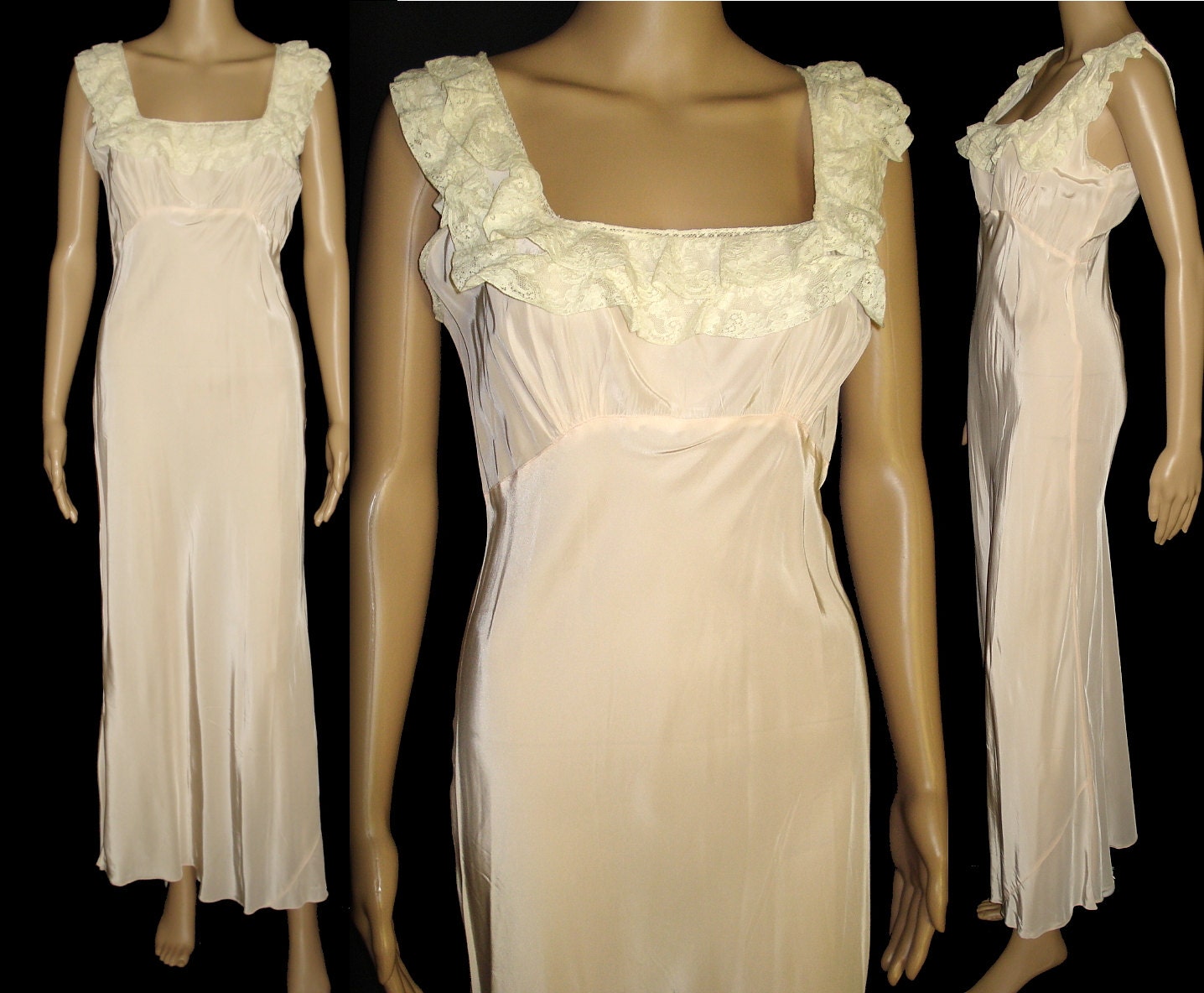 Vintage 1930s Gown// Bias Cut//30s Gown//1930s Nightgown//