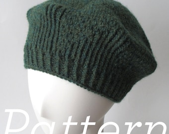 Knit Hat Pattern – Twirling Twill Beret – Pattern PDF - Instant Download - Adult One Size
