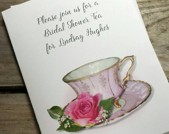 Beautiful Pink Elegance Personalized Bridal Wedding Shower Invitations Pink Roses Thank You Cards Note Cards for Birthday Anniversary Party