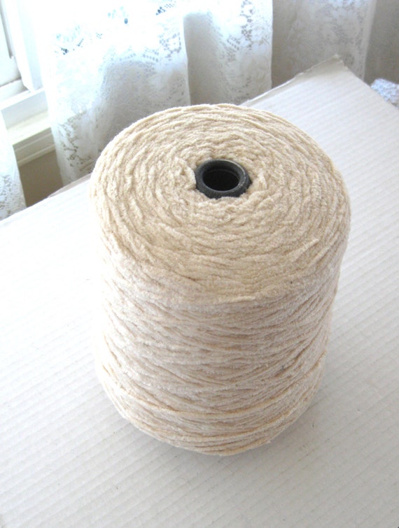 100 Cotton Chenille Yarn Cone 3 lbs. 1500 yds Natural