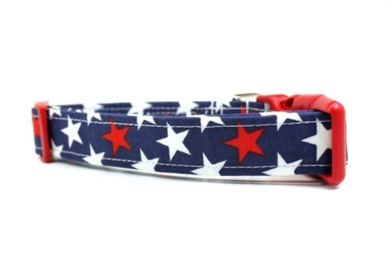 Red, White and Blue Stars Dog Collar / Holiday Dog Collar / 4th of July Dog Collar