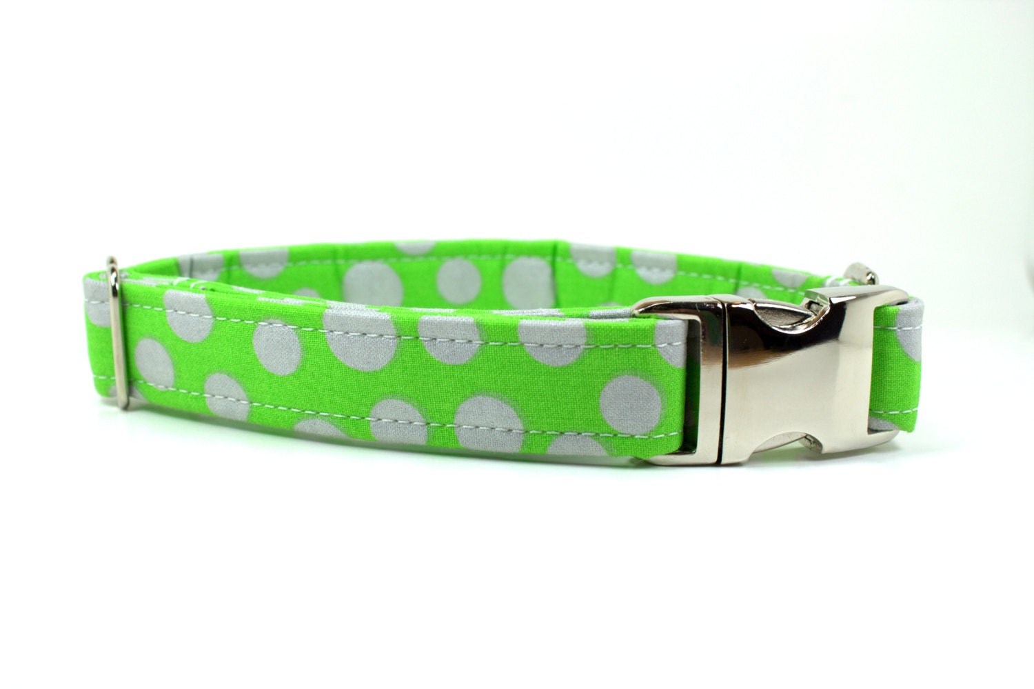 Lime Green Dog Collar with Metal Side Release Buckle by 4BlackPaws