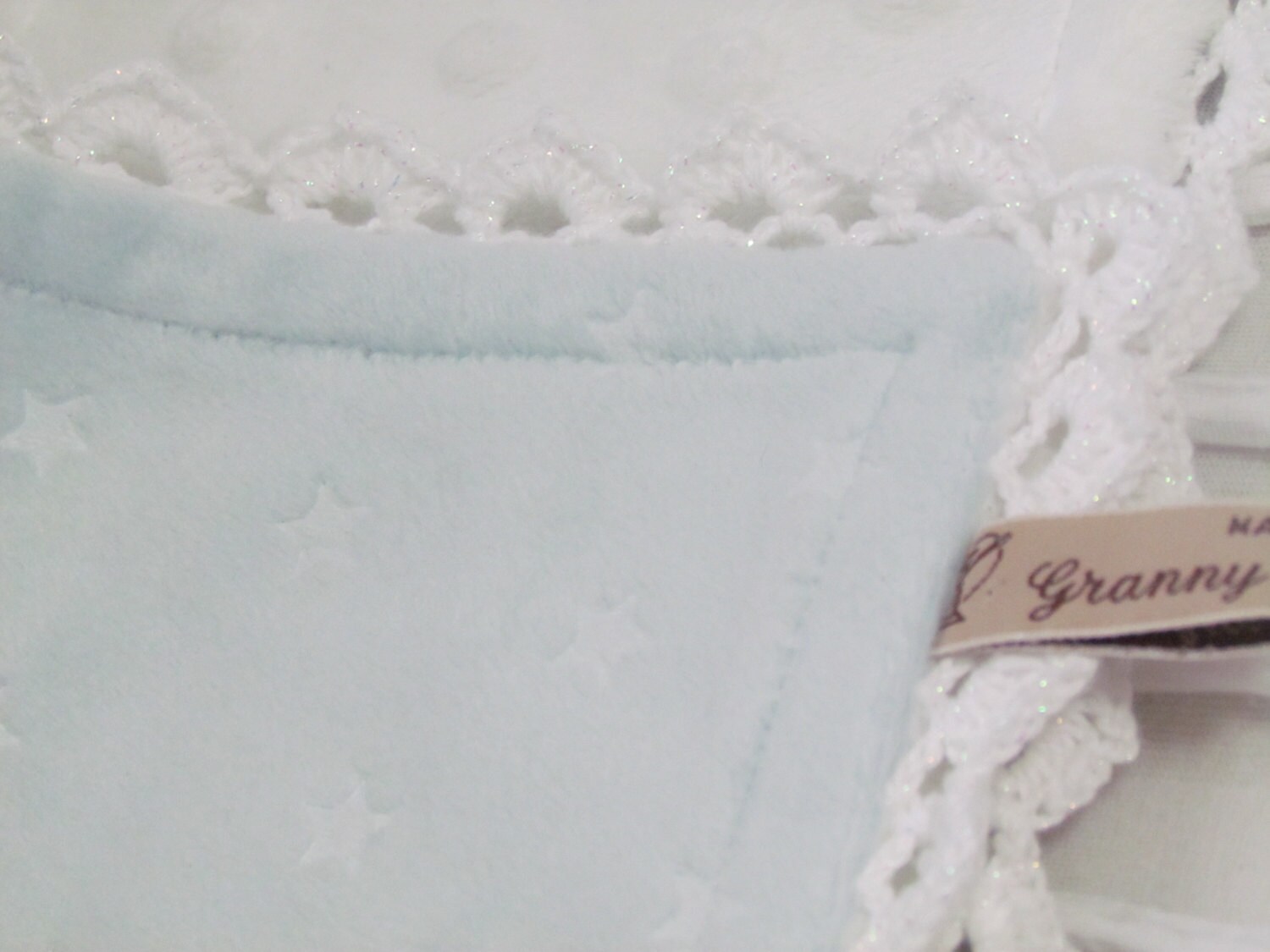 Minky baby blanket 30 X 36 light blue minky stars