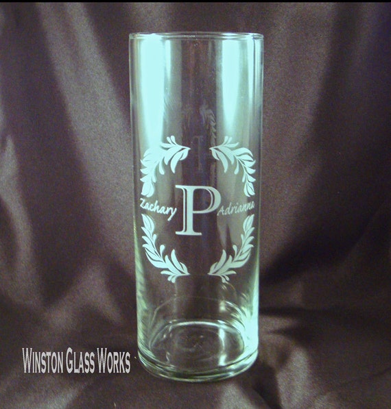 Monogrammed Wedding Unity Candle Vase By Winstonglassworks 0007