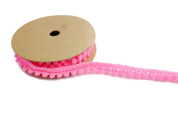 pom yard trim pom pink the by trim Pom pom yard the elastic ribbon tassel trim ball haberdashery by