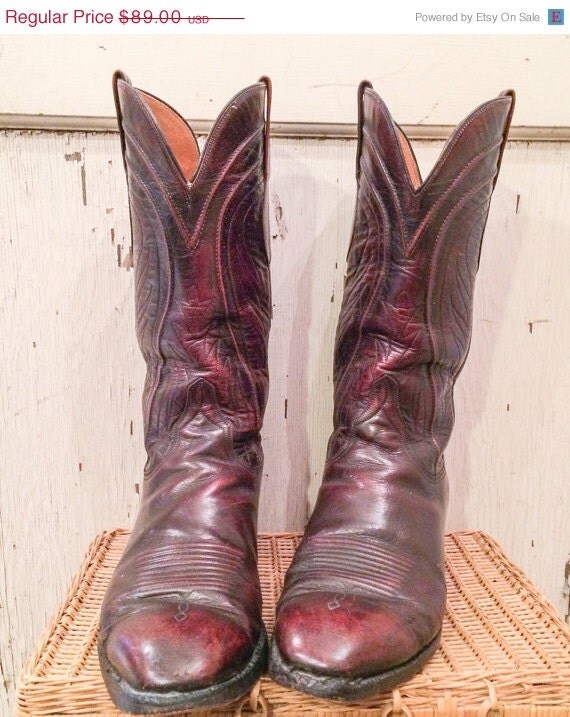Lucchese Black Cherry Cowboy Boots size 10 1/2 EE by