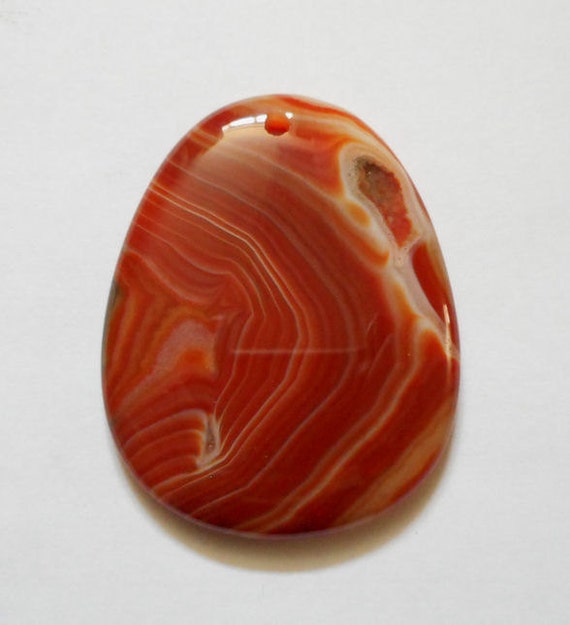 Natural white stone veins Red Agate gemstone Pendant 50mmX40mm