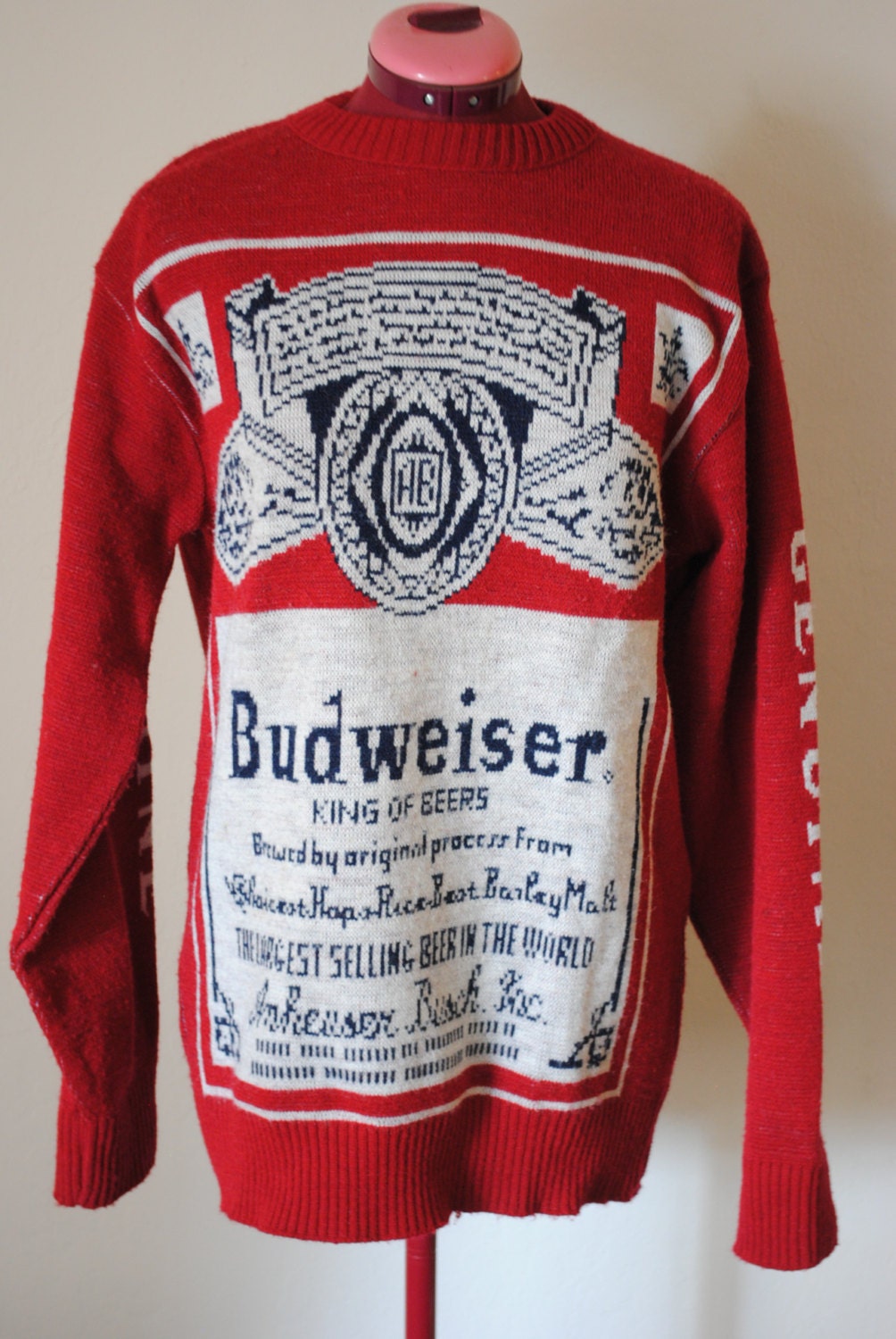 Vintage 70s 80s Budweiser beer knit sweater jumper by Campus