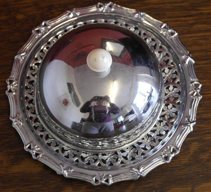 vintage chrome plate butter dish Haute Juice